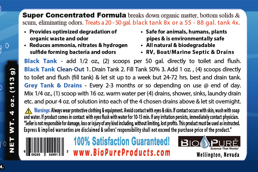 Bio-Pure RV Black Tank/Septic, Drain Restore & Maintain CONCENTRATE