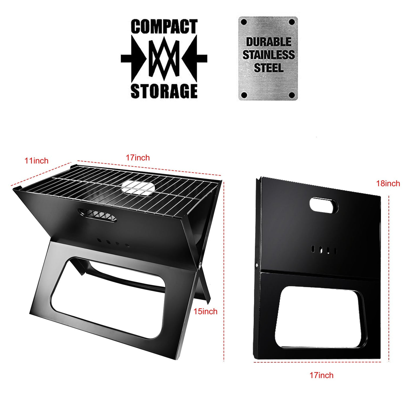 1Pc Portable BBQ Barbecue Grill Foldable Charcoal Grill Camping Garden