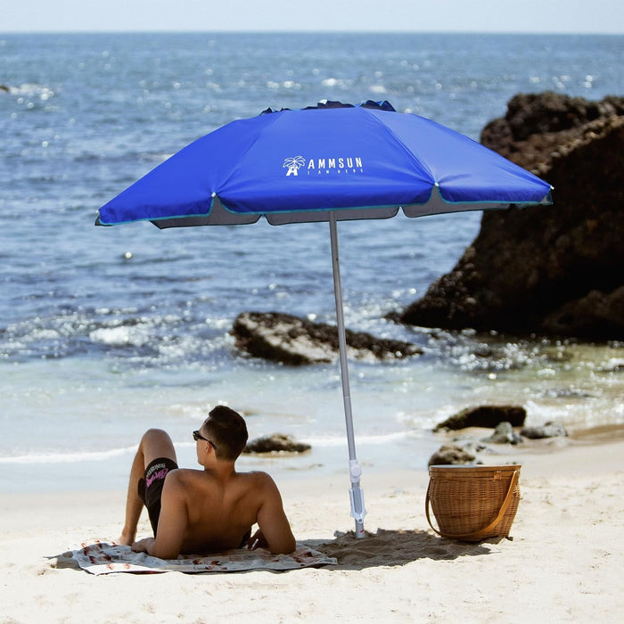6.5Ft Portable Beach Umbrella With Sand Anchor And Tilt