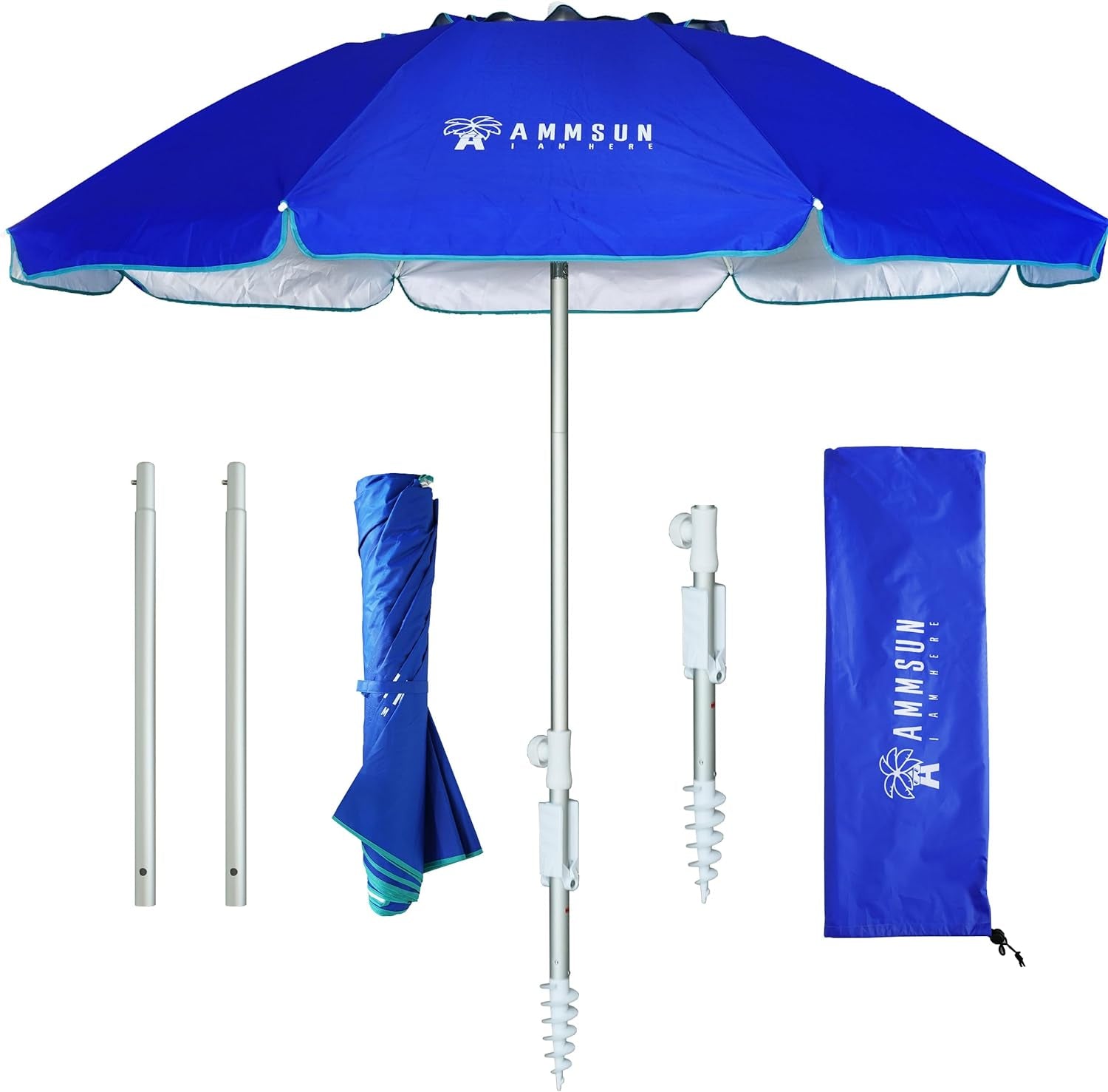 6.5Ft Portable Beach Umbrella With Sand Anchor And Tilt
