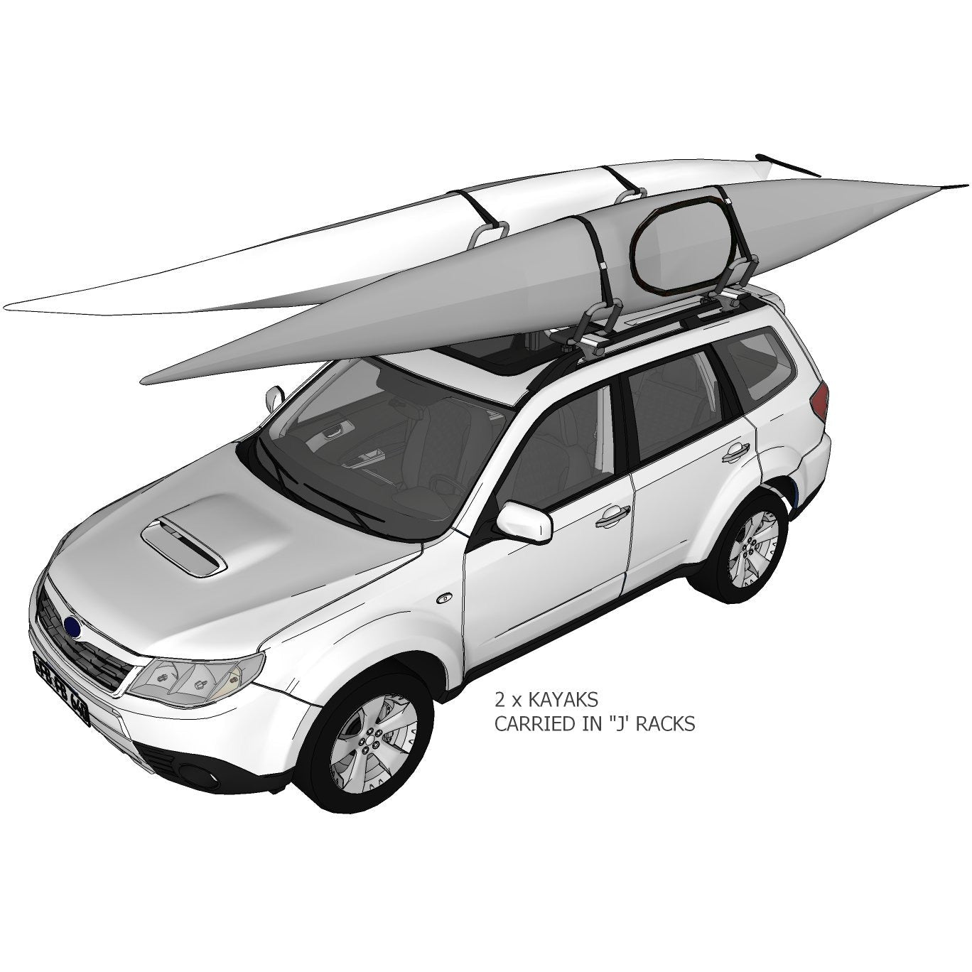 DORSAL Kayak Rack Set 2Pcs J-Bar Rack for Canoe SUP Board Boat On Roof