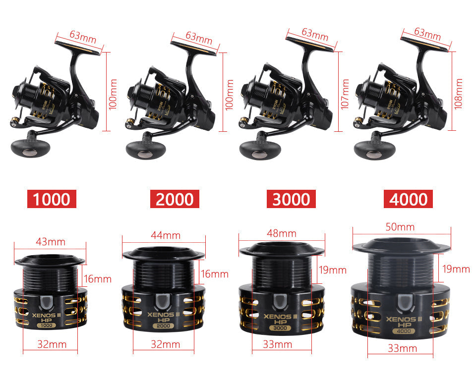 Spinning Fishing Reels XENOS III HP Metal Spool Saltwater Wheel 6+1BB
