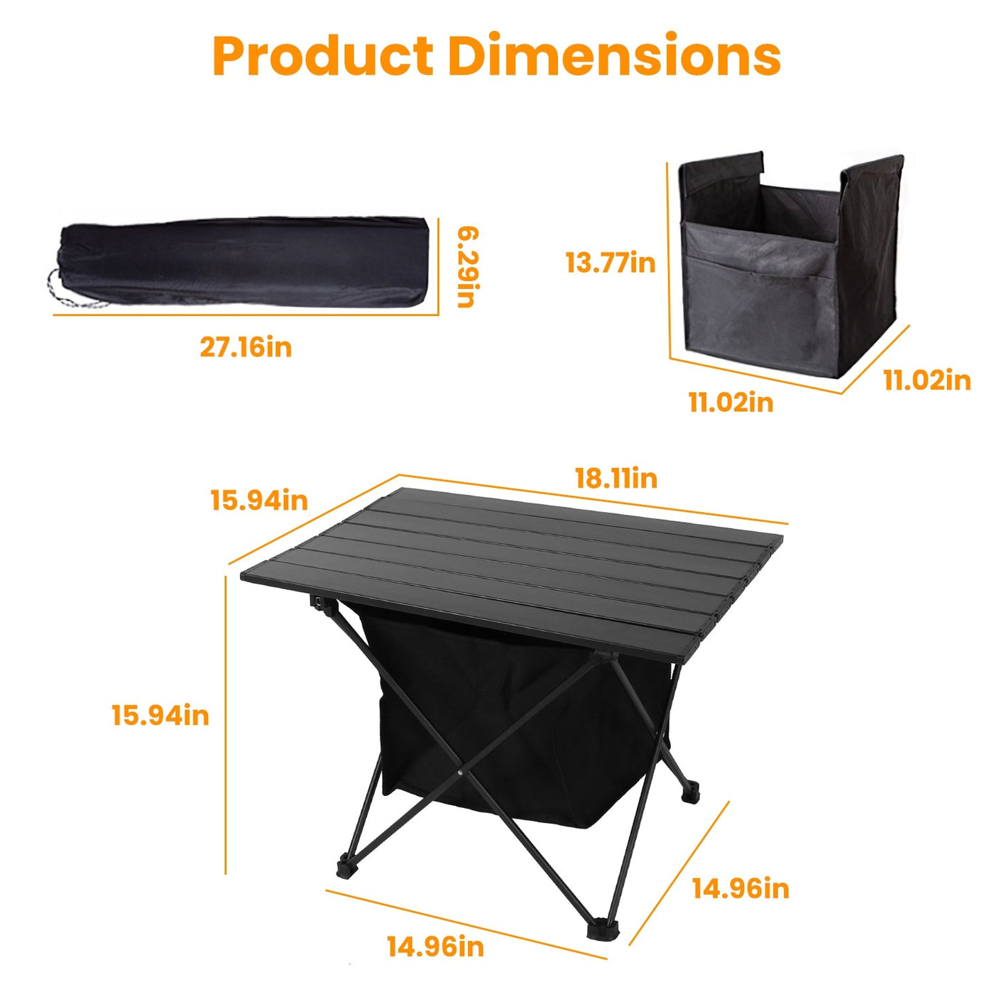 1Pc Foldable Camping Table With Storage Basket Rustproof Portable