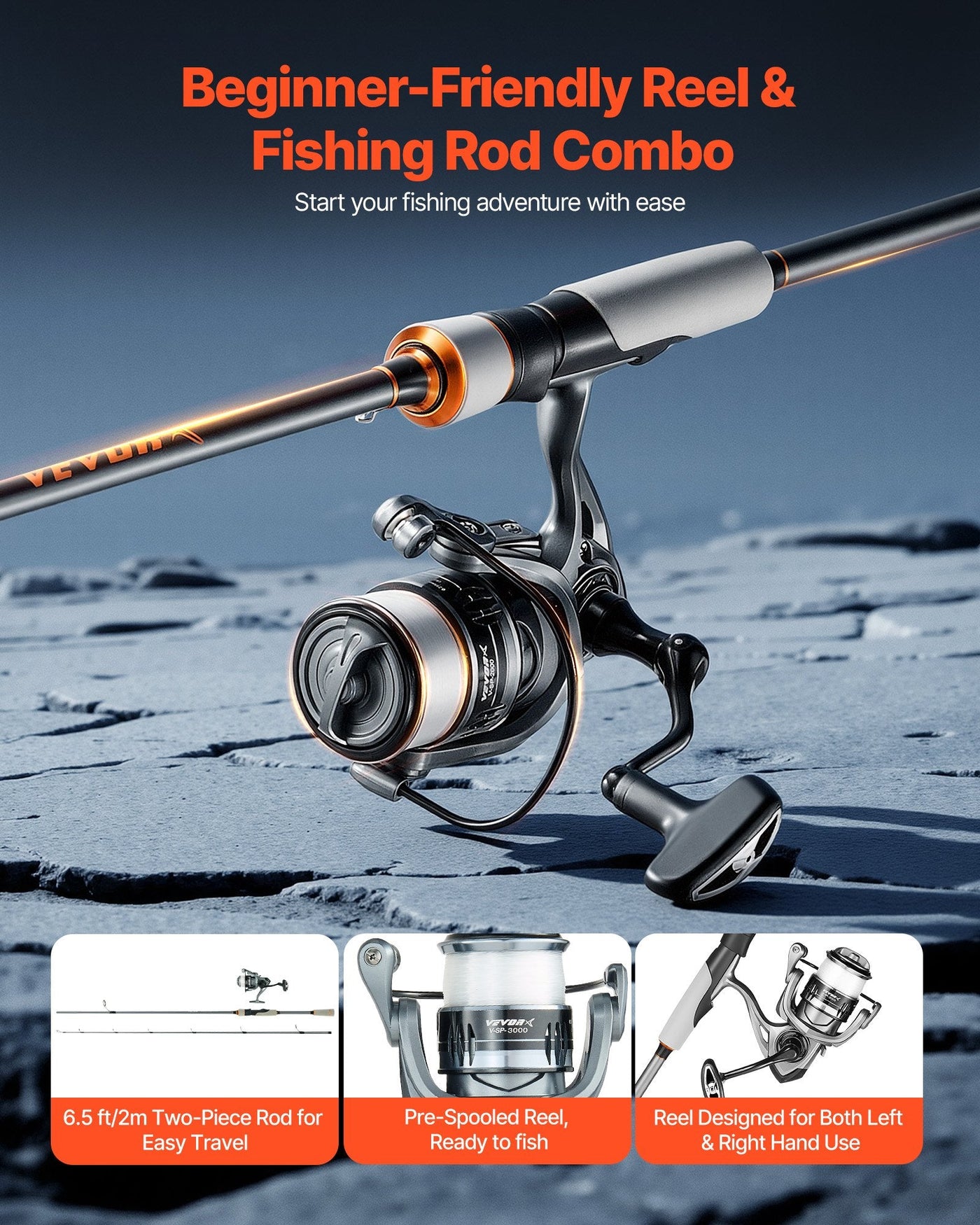Rod And Fishing Reel Combo, IM6 Carbon Fiber Spinning Rod And Reel