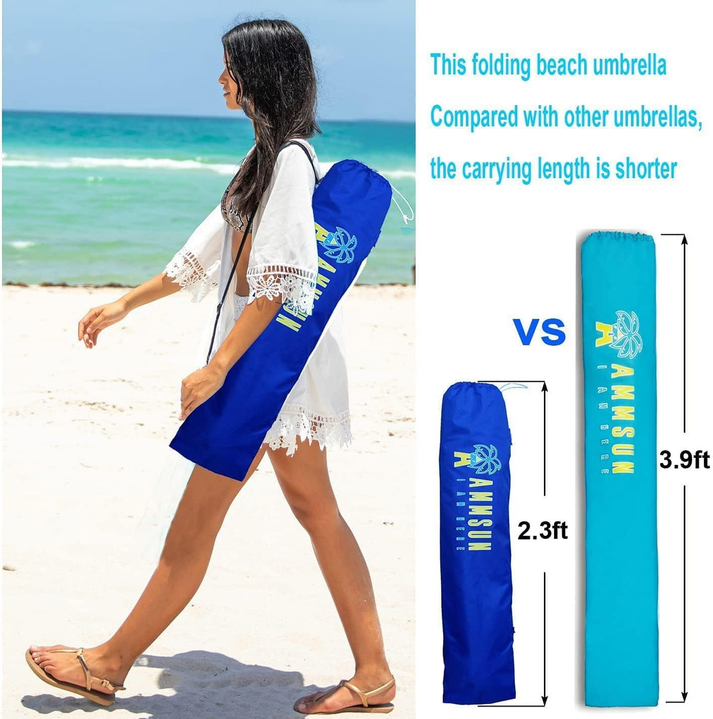 6.5Ft Portable Beach Umbrella With Sand Anchor And Tilt