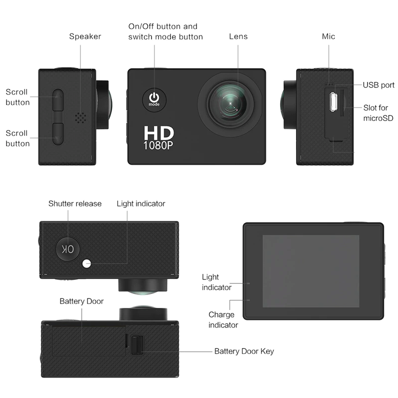 4K Action Sport Waterproof Camera 20 MP Recorder HD 1080P Camcorder