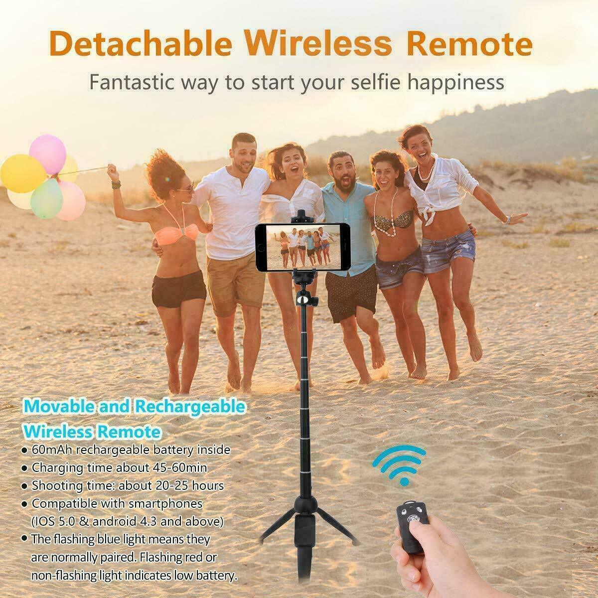 Selfie Stick Tripod 40" Bluetooth Remote Portable