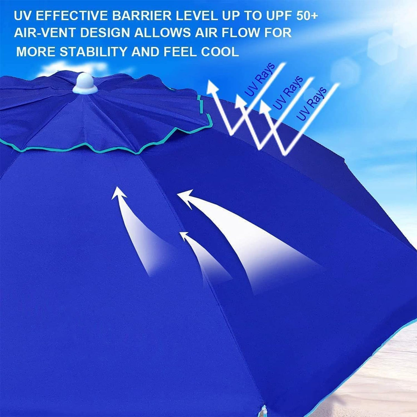 6.5Ft Portable Beach Umbrella With Sand Anchor And Tilt