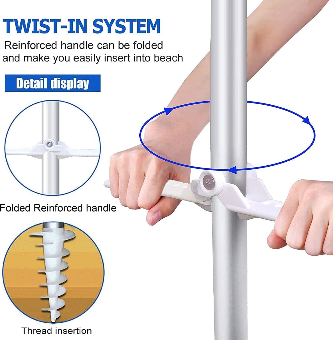 6.5Ft Portable Beach Umbrella With Sand Anchor And Tilt