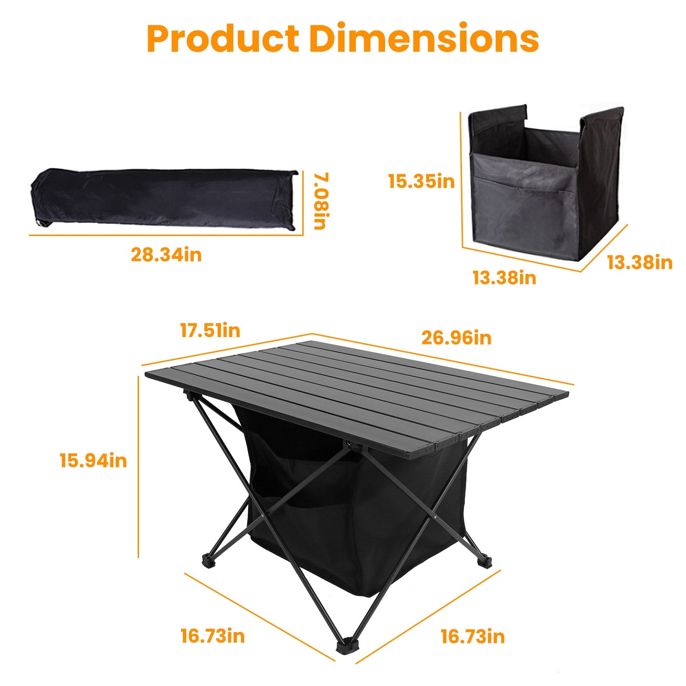 1Pc Foldable Camping Table With Storage Basket Rustproof Portable