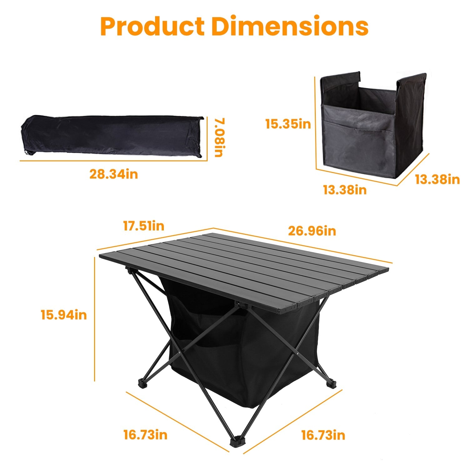 1Pc Foldable Camping Table With Storage Basket Rustproof Portable