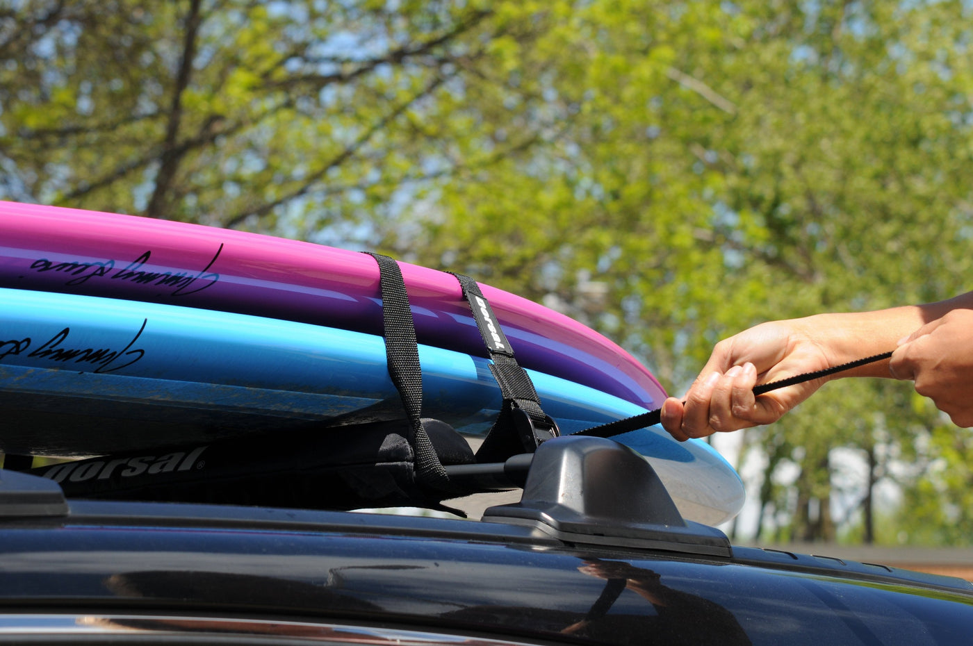 Dorsal Tie Down Straps for Roof Rack Pads Crossbars - Pack of 2 holds