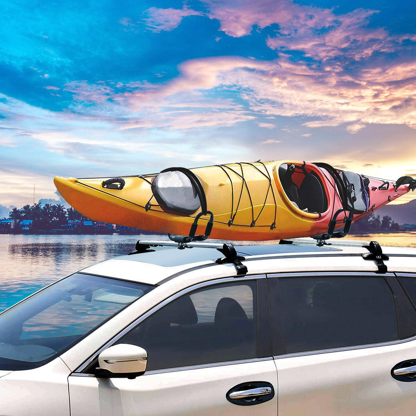1 Pair Universal J-Bar Kayak Carrier 220LBS Load Heavy Duty Canoe Car