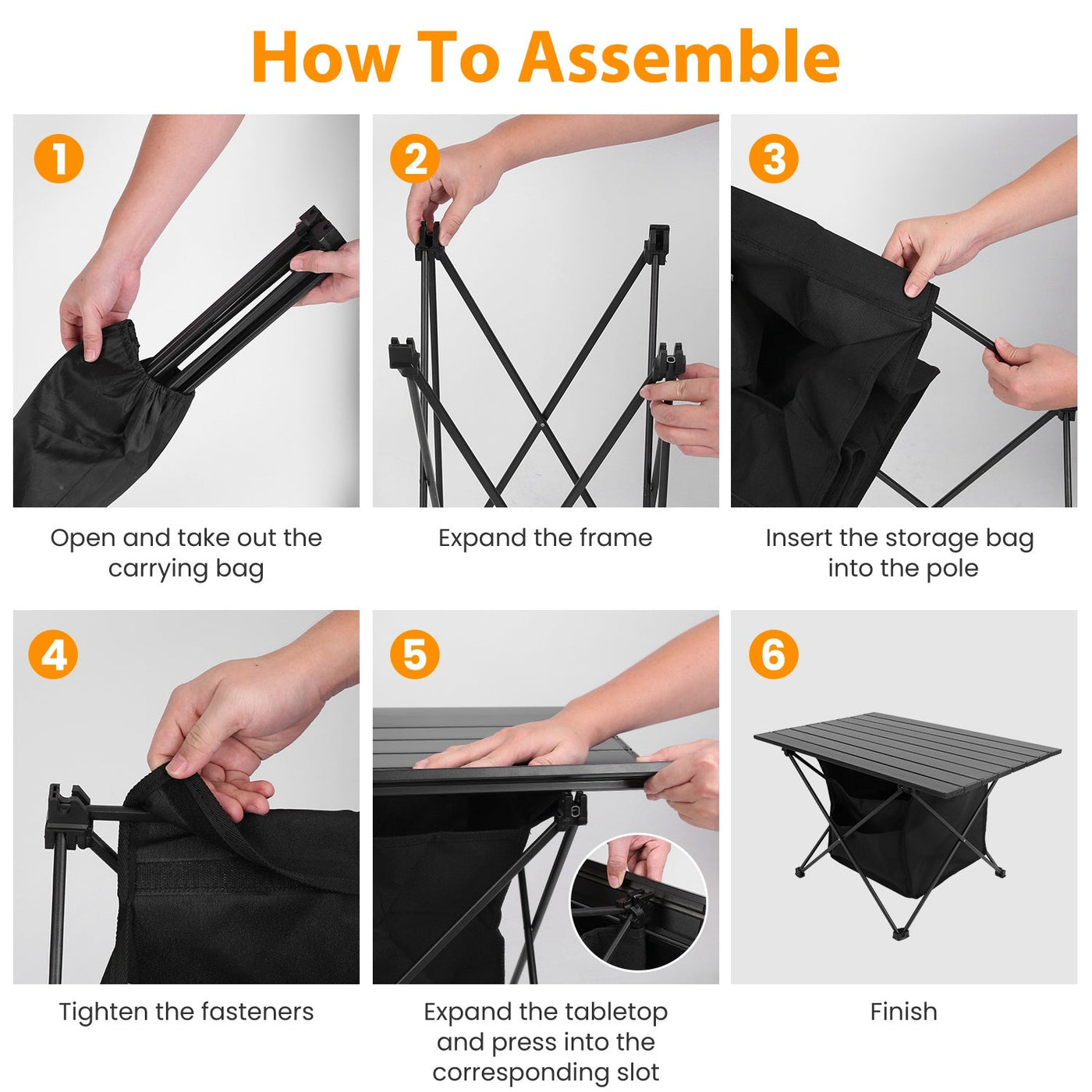 1Pc Foldable Camping Table With Storage Basket Rustproof Portable
