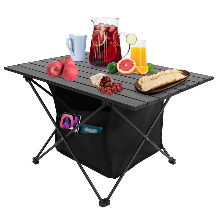 1Pc Foldable Camping Table With Storage Basket Rustproof Portable