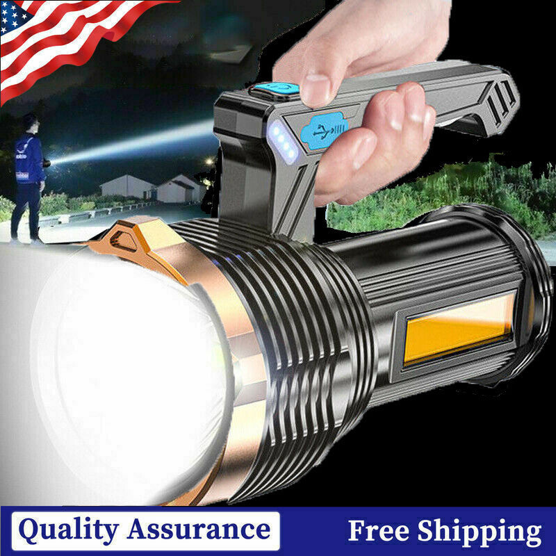 LED Torch USB Rechargeable COB Flashlight Spotlight Camping Light Most